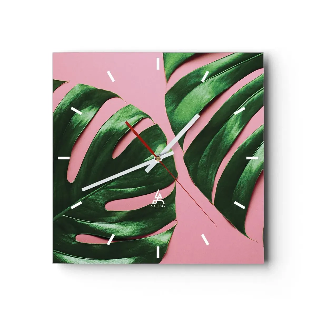 Reloj de pared - Reloj de vidrio - Cita con el verde - 40x40 cm