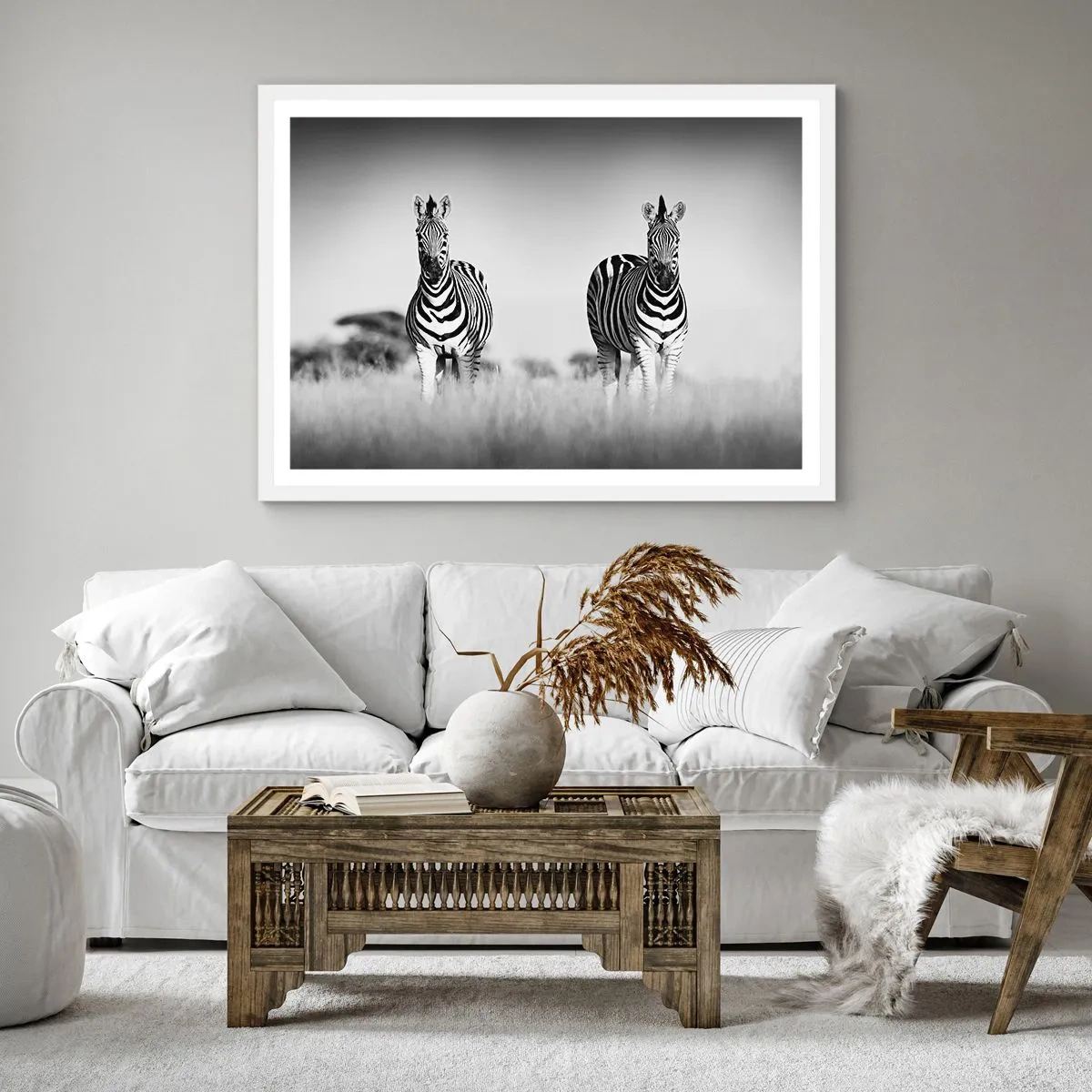 Póster en marco blanco - Resulta que el mundo es blanco y negro - 60x60 cm