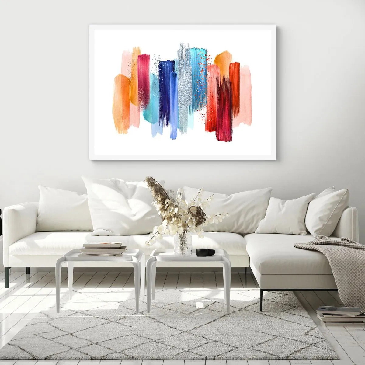 Póster en marco blanco - Arriba y abajo - 100x70 cm