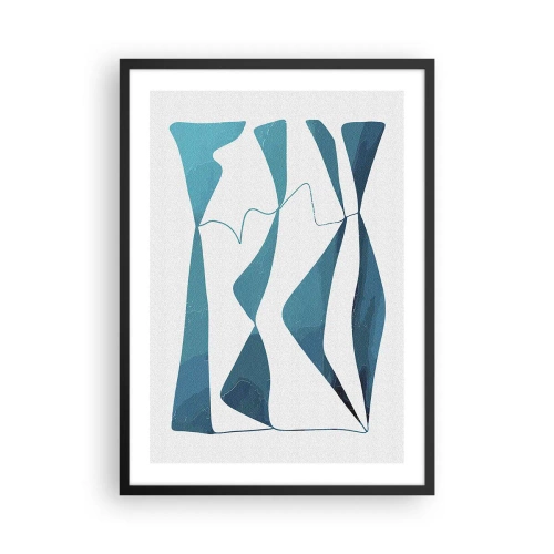 Póster en marco negro - Una composición abstracta en tonos azules con líneas dinámicas. - 50x70cm - Abstracción: un compuesto turquesa - Decoración de pared moderna para salón y dormitorio ARTTOR