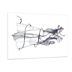 Cuadro sobre vidrio - Impresiones sobre Vidrio - Ilustración artística de una mano sosteniendo una flor. - 120x80cm - Un estudio sobre el contacto - Decoración de pared moderna para salón y dormitorio ARTTOR