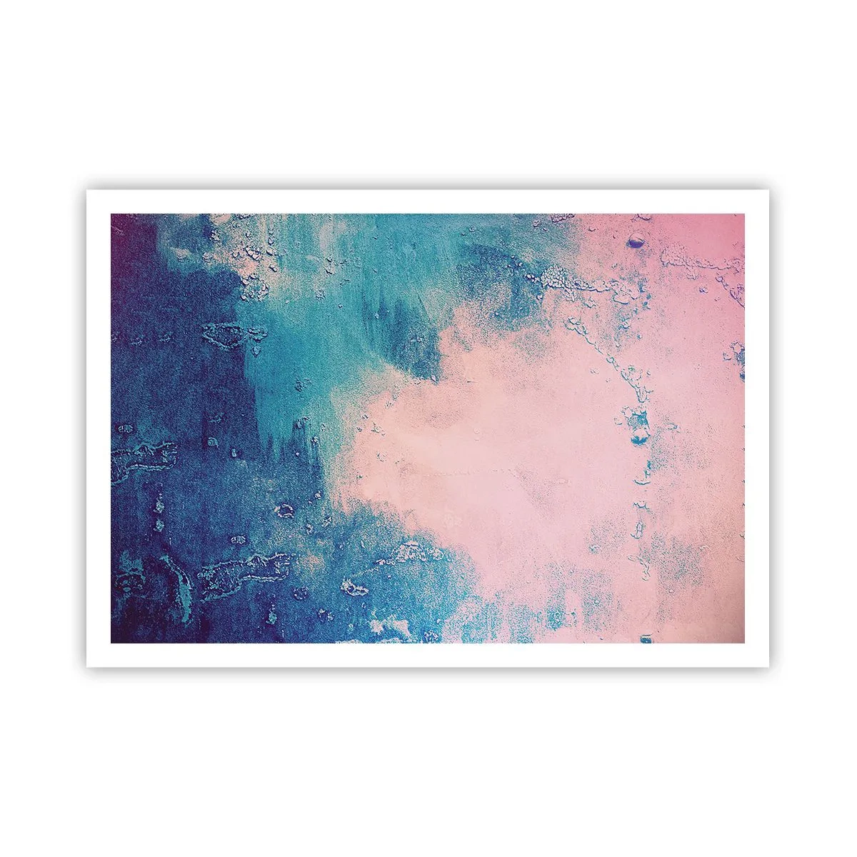 Póster - Textura abstracta en tonos rosa y azul. - 100x70cm - Abrazo azul - Decoración de pared moderna para salón y dormitorio ARTTOR