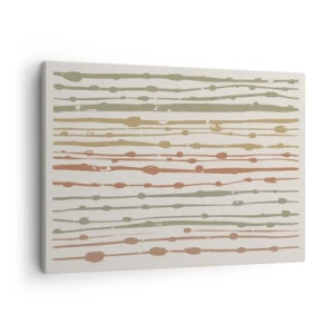 Cuadro sobre lienzo - Impresión de Imagen - Un patrón de líneas en tonos cálidos sobre un fondo claro. - 70x50cm - Composición de notas musicales - Decoración de pared moderna para salón y dormitorio ARTTOR