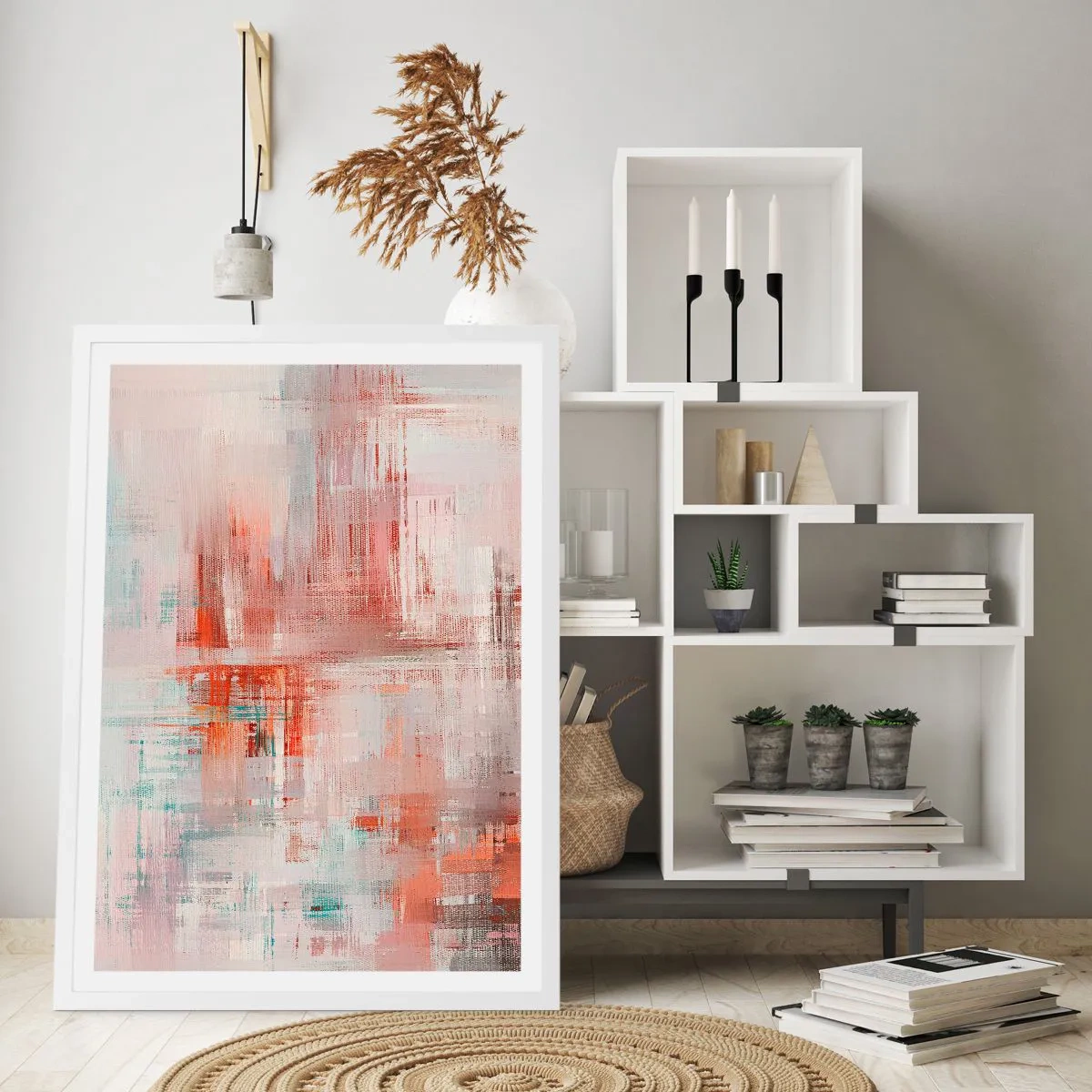 Póster en marco blanco - Niebla rosa - 40x50 cm