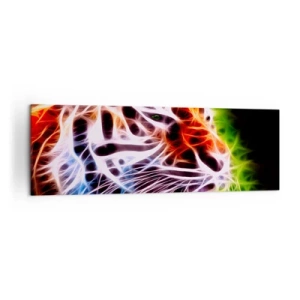 Cuadro sobre lienzo - Impresión de Imagen - Retrato artístico colorido de un tigre en estilo neón sobre fondo negro. - 160x50cm - Un aura amenazante - Decoración de pared moderna para salón y dormitorio ARTTOR