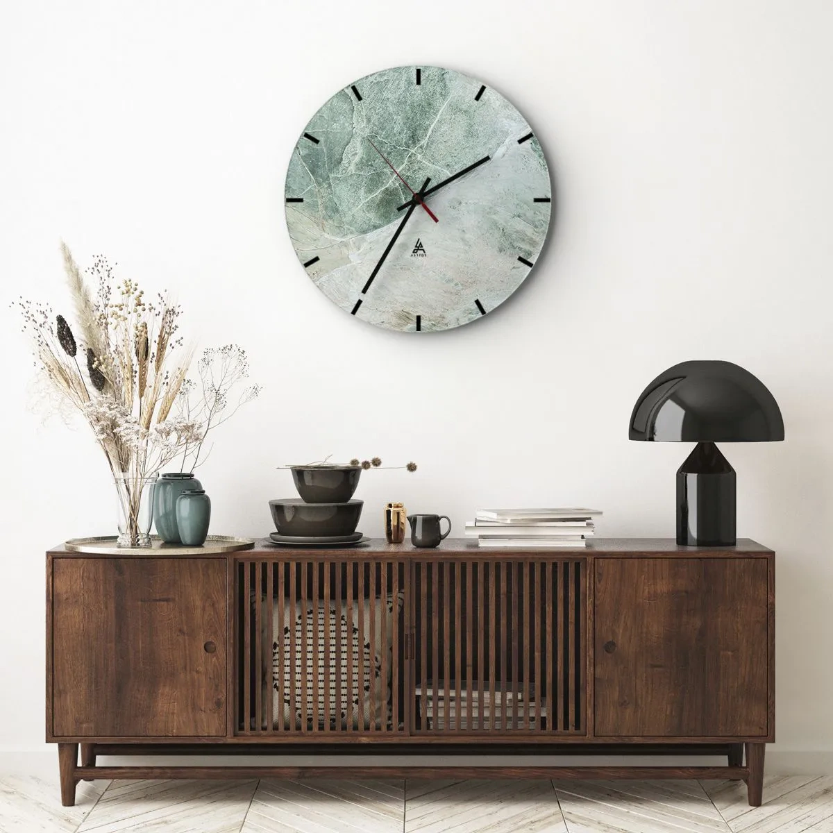 Reloj de pared - Reloj de vidrio - El noble frescor de la piedra - 40x40 cm