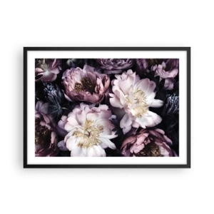 Póster en marco negro - Flores en delicados tonos pastel. - 70x50cm - Un ramo a la antigua usanza - Decoración de pared moderna para salón y dormitorio ARTTOR