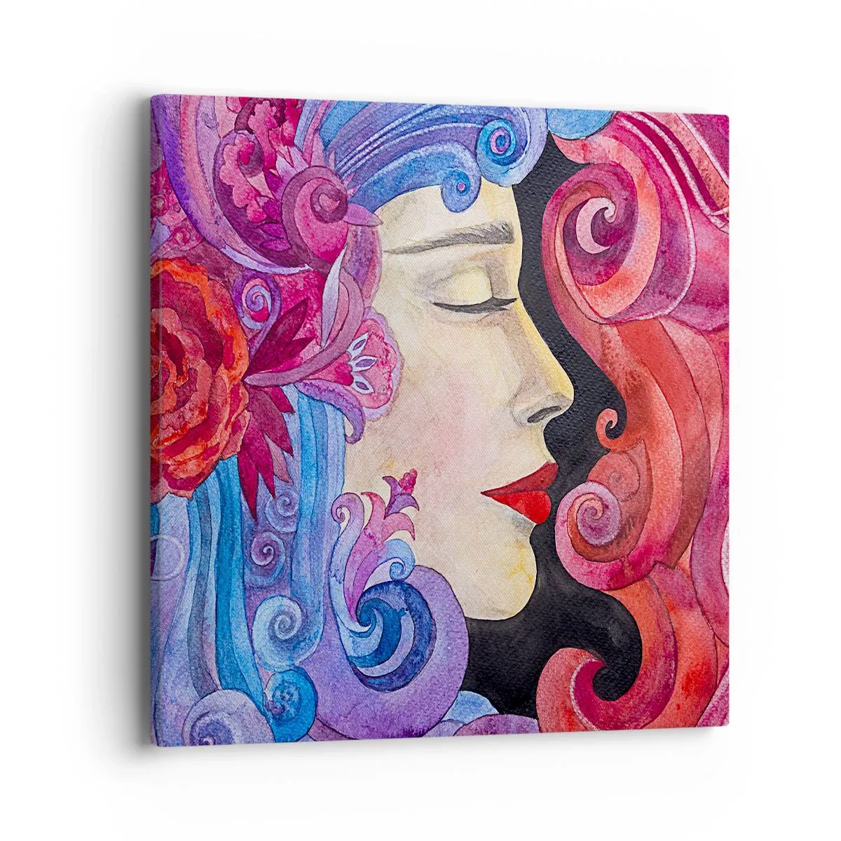 Cuadro sobre lienzo - Impresión de Imagen - Inspiración en rojo y violeta - 40x40 cm