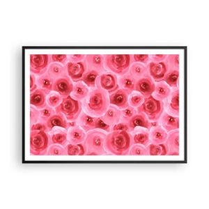 Póster en marco negro - Delicadas rosas en tonos pastel de rosa. - 100x70cm - Rosas abajo y arriba - Decoración de pared moderna para salón y dormitorio ARTTOR