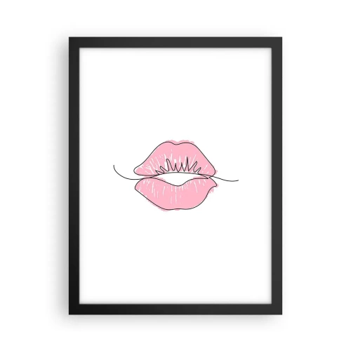 Póster en marco negro - ¿Listo para un beso? - 30x40 cm