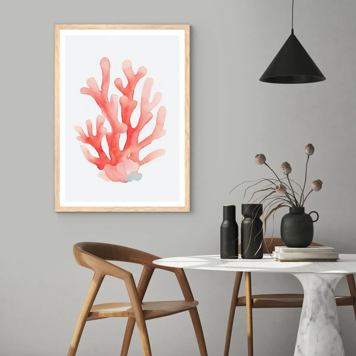 Póster en marco roble claro - La hermosura del color coral - 61x91 cm