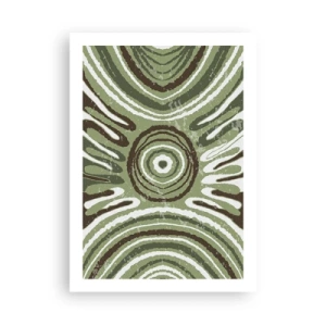 Póster - Patrón abstracto simétrico en tonos verdes. - 50x70cm - Explosión de emociones - Decoración de pared moderna para salón y dormitorio ARTTOR