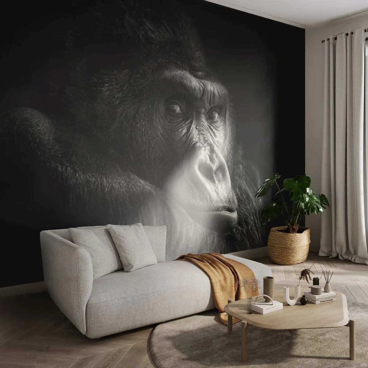 Fotomural Autadhesivo Deluxe Sticker - ¿Y qué estás mirando? - Mono, Gorila, animales - 250x175 cm