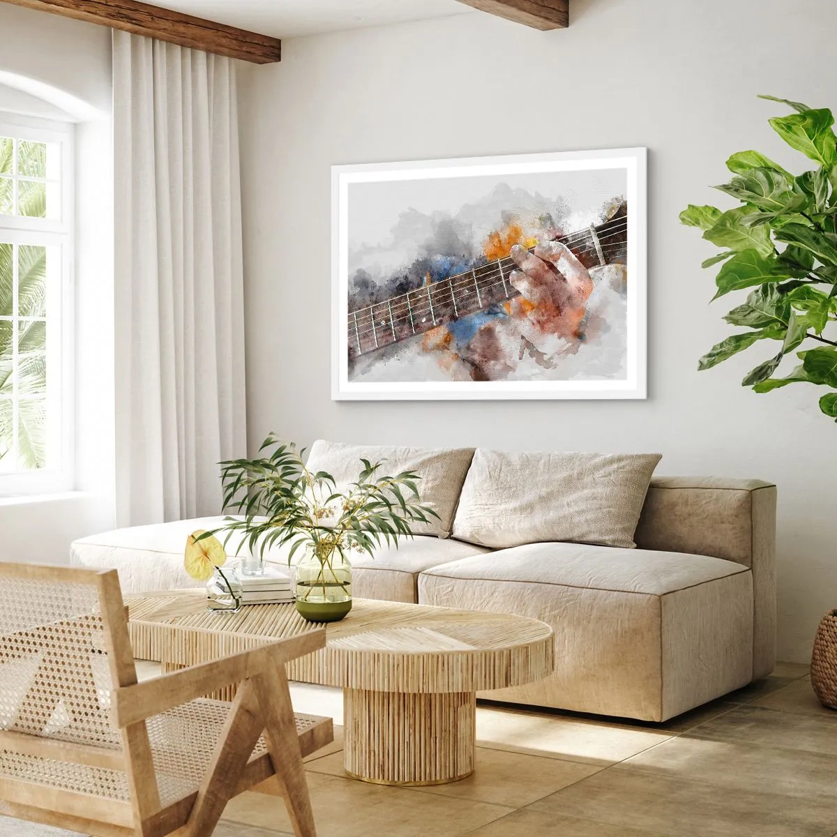 Póster en marco blanco - Poesía entre las cuerdas - 50x40 cm