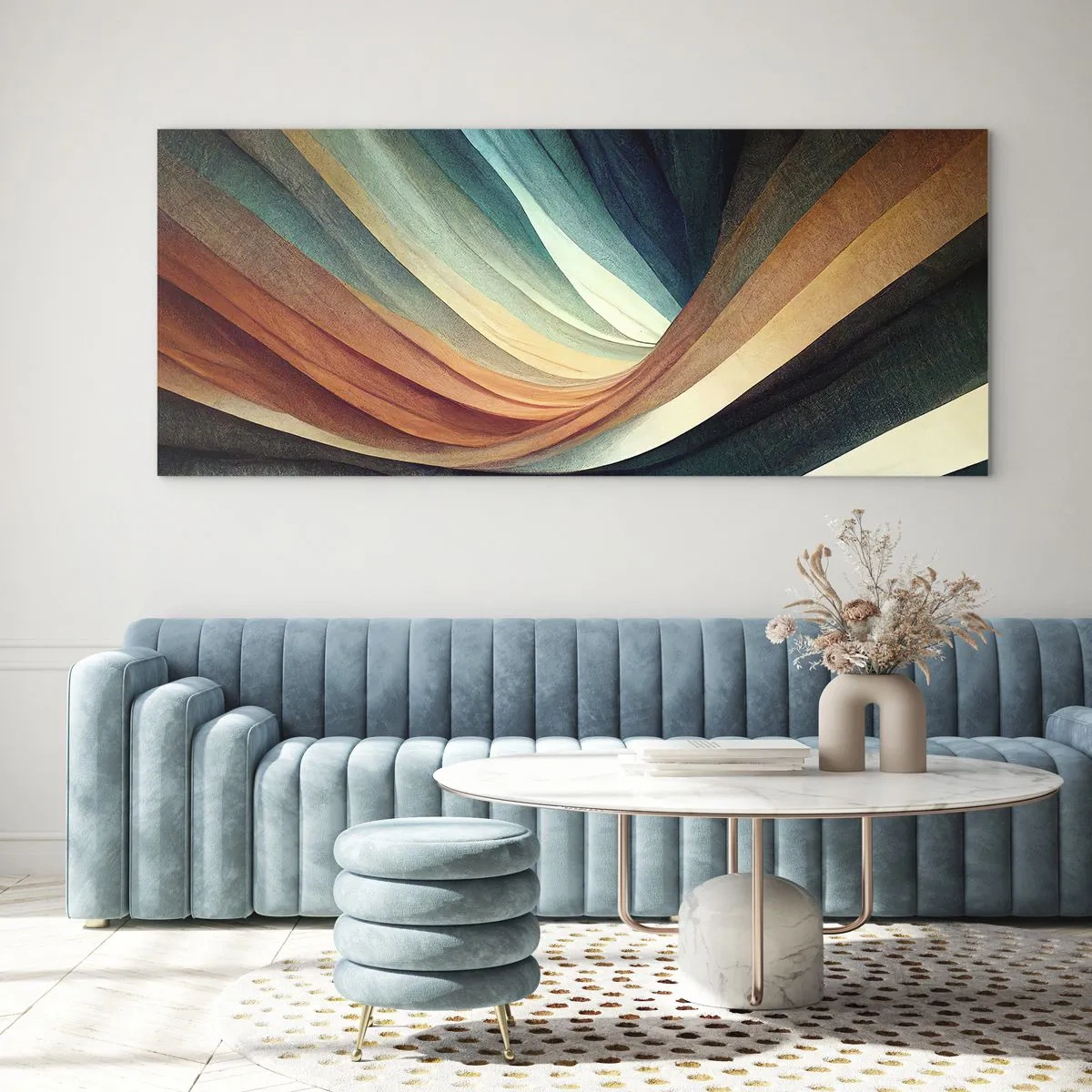 Cuadro sobre vidrio - Impresiones sobre Vidrio - Tejido de colores - 100x40 cm