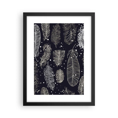 Póster en marco negro - Encaje de plumas - 30x40 cm