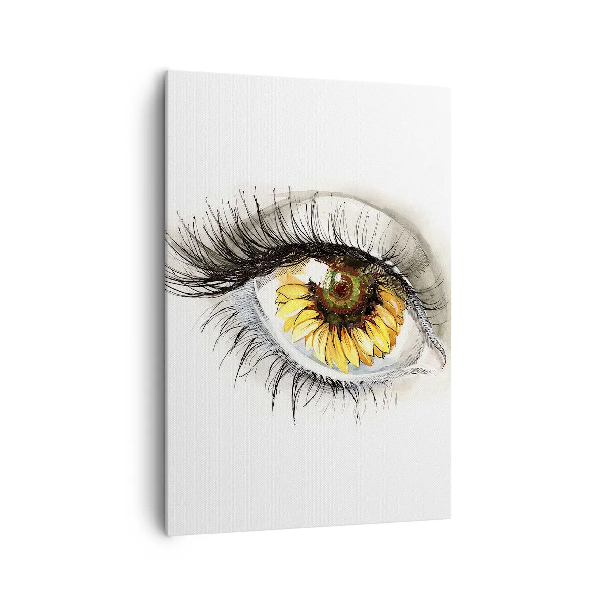 Cuadro sobre lienzo - Impresión de Imagen - Ojo artístico con iris en forma de girasol. - 70x100cm - Un aspecto tan caluroso como el verano - Decoración de pared moderna para salón y dormitorio ARTTOR