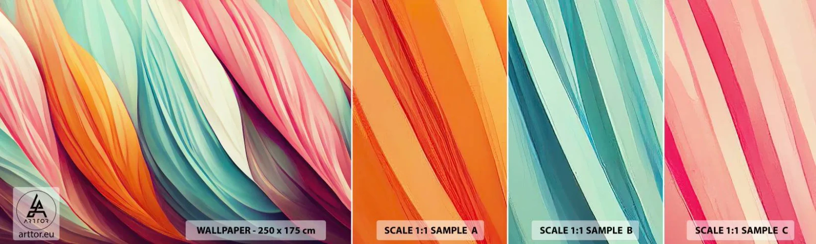 Muestra De Fotomural Standard Eco - Tejido arco iris - Pastel, Líneas, Abstracción - 100x30 cm