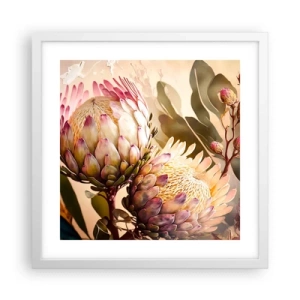 Póster en marco blanco - Abrazados con ternura - 40x40 cm