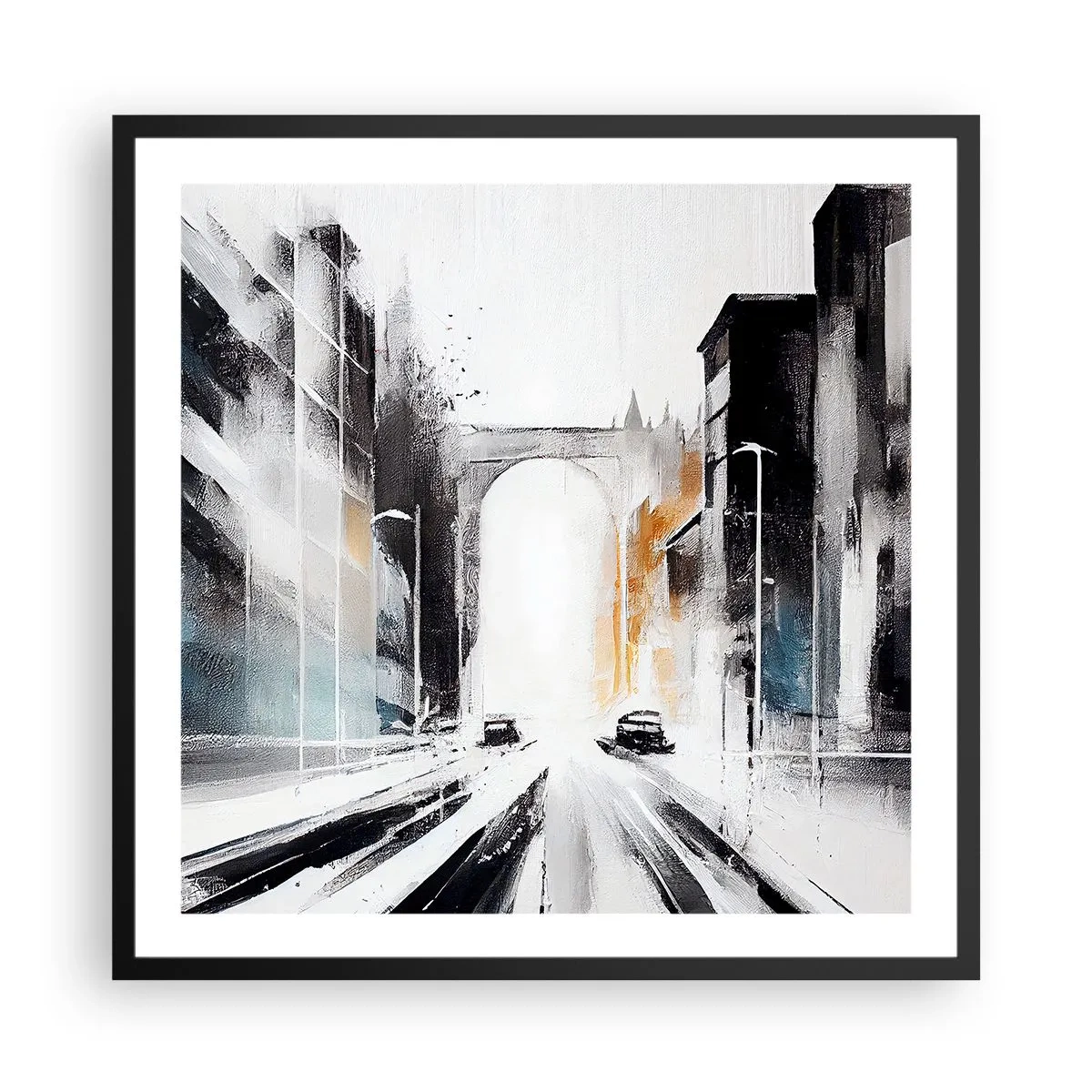 Póster en marco negro - Estudio de la ciudad: arquitectura y movimiento - 60x60 cm