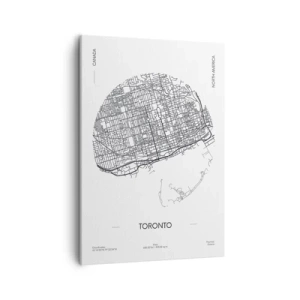 Cuadro sobre lienzo - Impresión de Imagen - Un mapa de Toronto en un estilo minimalista en blanco y negro - 50x70cm - Anatomía de Toronto - Decoración de pared moderna para salón y dormitorio ARTTOR
