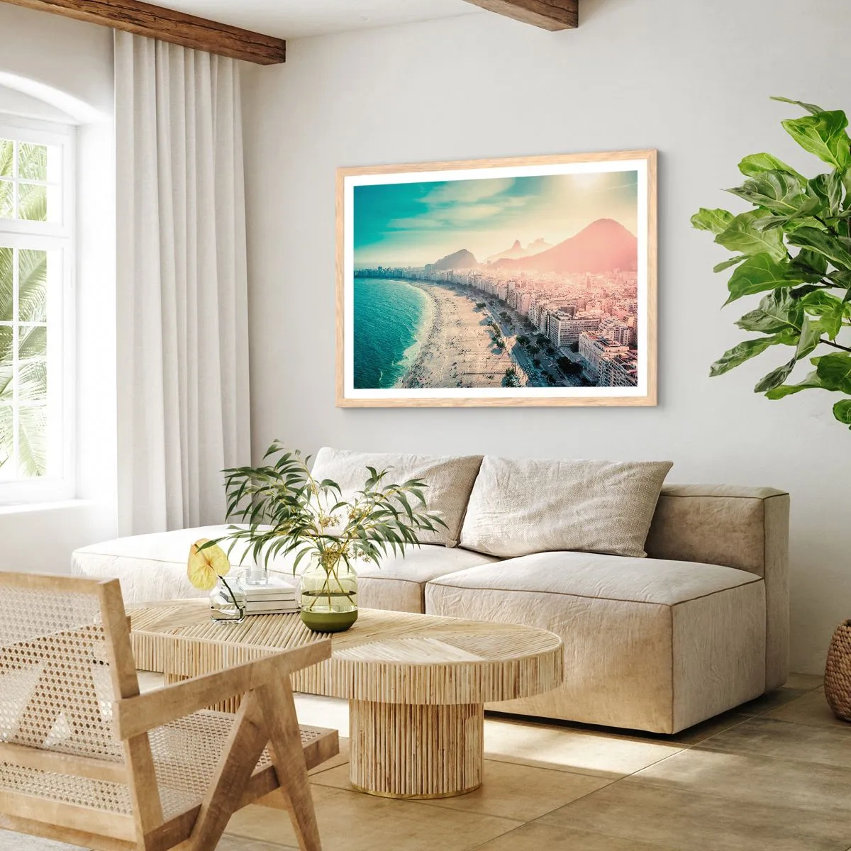Póster en marco roble claro - Vacaciones perpetuas en Río - 70x50 cm
