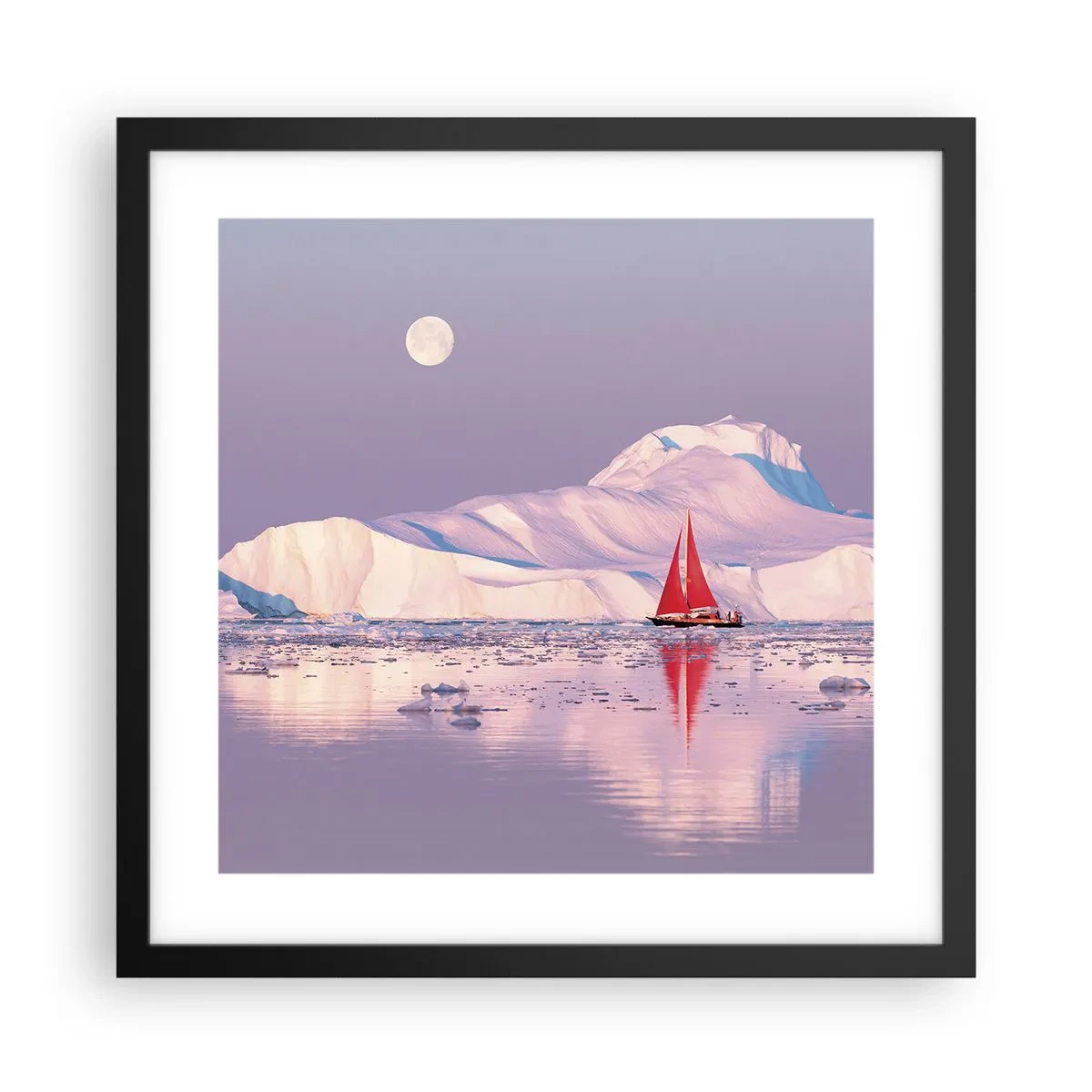 Póster en marco negro - El calor de la vela, el frío del hielo - 40x40 cm