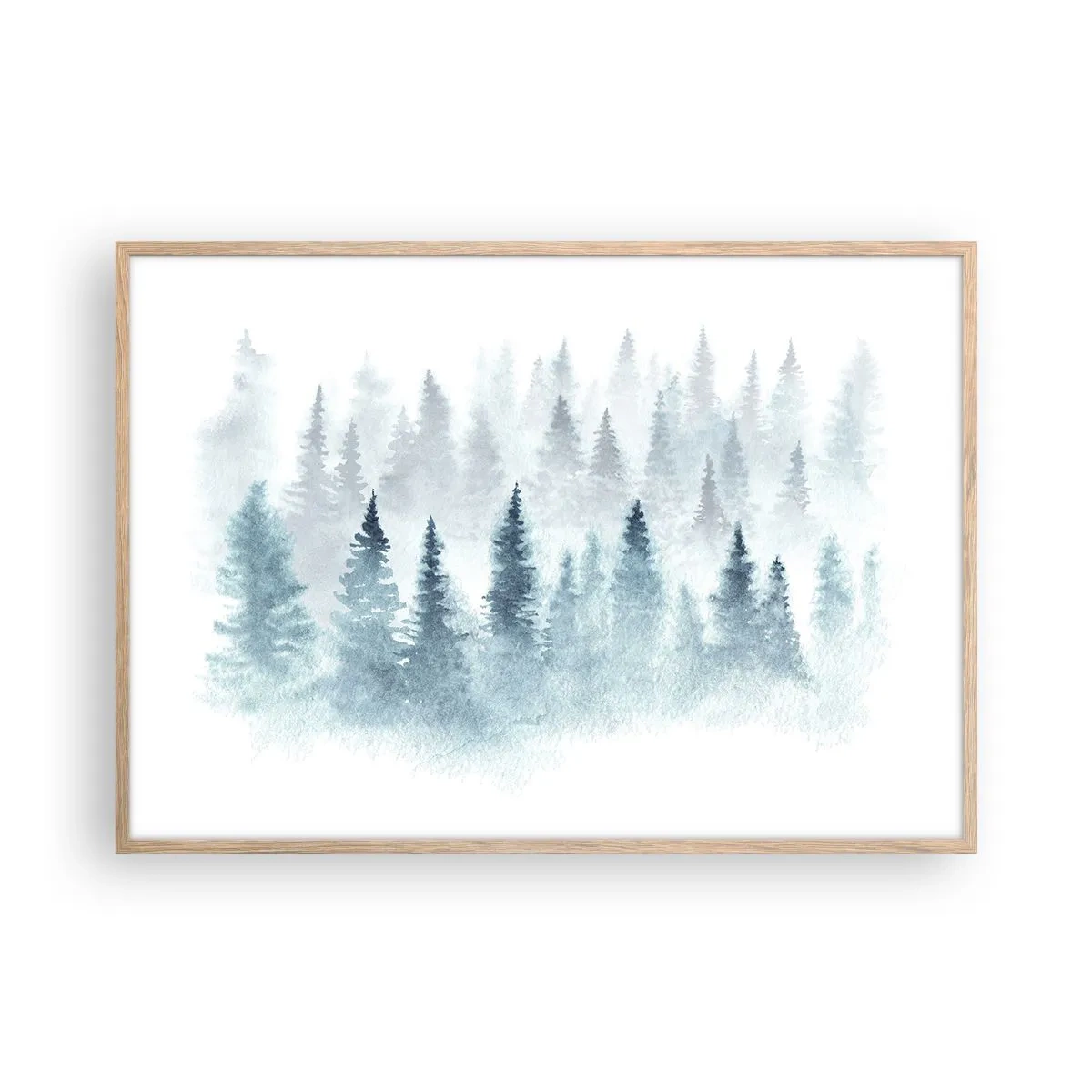 Póster en marco roble claro - Envuelto en la niebla - 100x70 cm