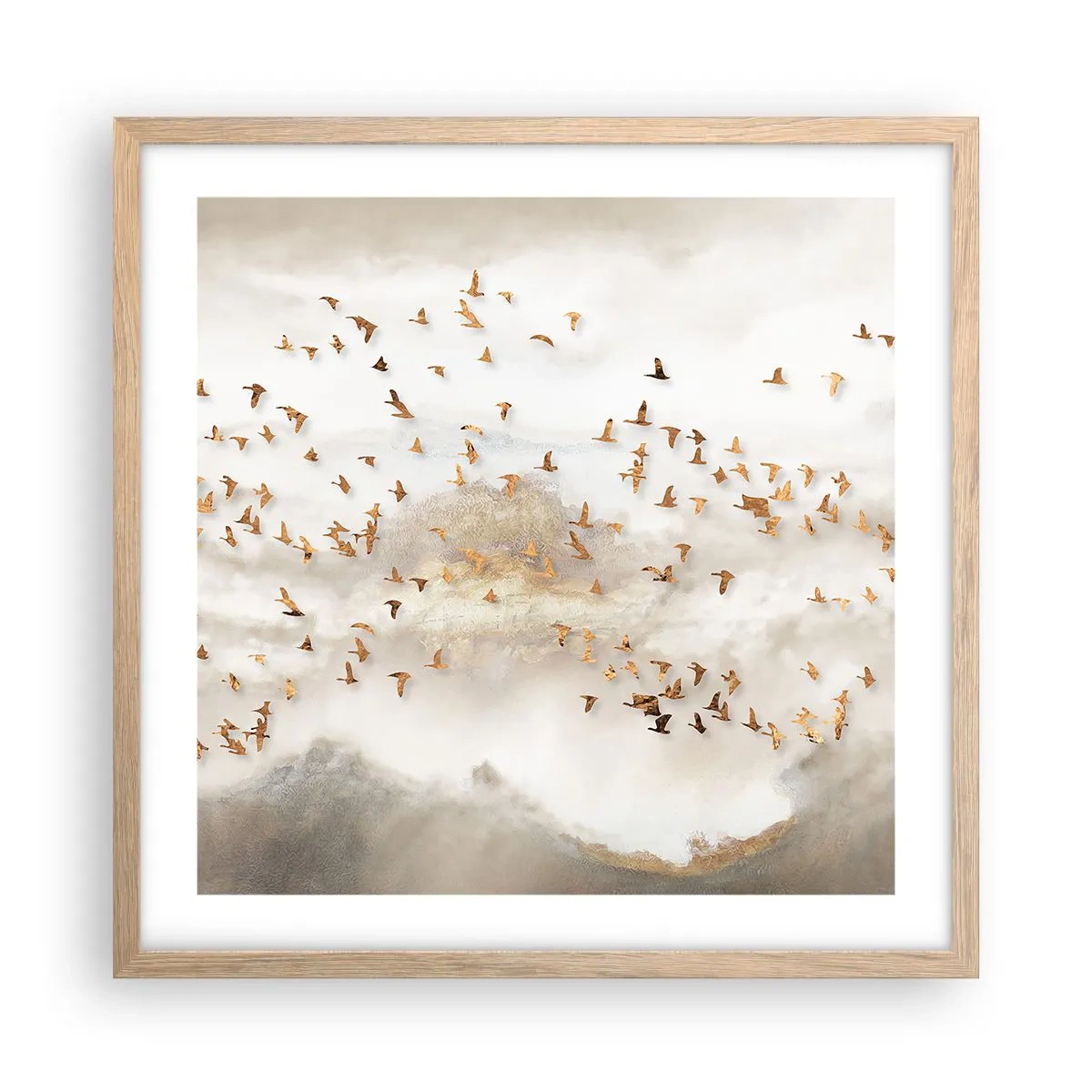 Póster en marco roble claro - Es hora... - 50x50 cm