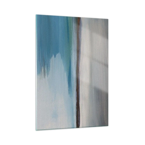 Cuadro sobre vidrio - Impresiones sobre Vidrio - Un paisaje tranquilo con agua y colinas lejanas en tonos pastel. - 50x70cm - Paisaje horizontal - Decoración de pared moderna para salón y dormitorio ARTTOR