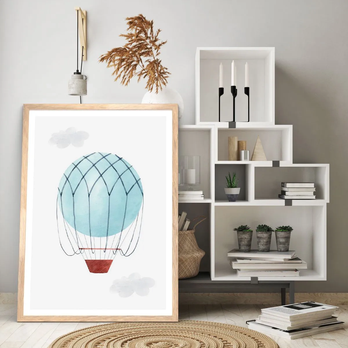 Póster en marco roble claro - Acariciando las nubes - 70x100 cm