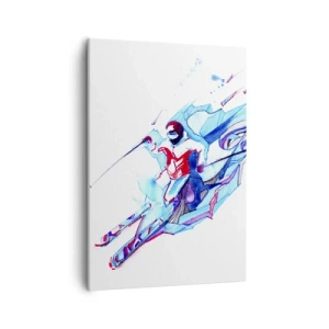 Cuadro sobre lienzo - Impresión de Imagen - Jinete abstracto en colores dinámicos - 50x70cm - Loca carrera de alegría - Decoración de pared moderna para salón y dormitorio ARTTOR