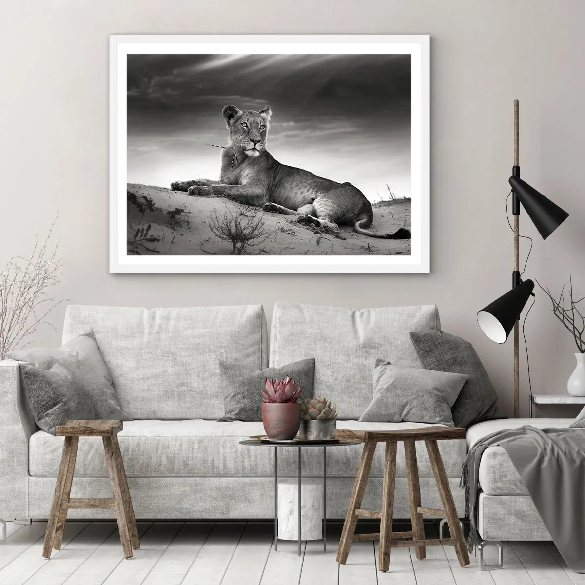 Póster en marco blanco - Descanso de la reina del desierto - 40x30 cm