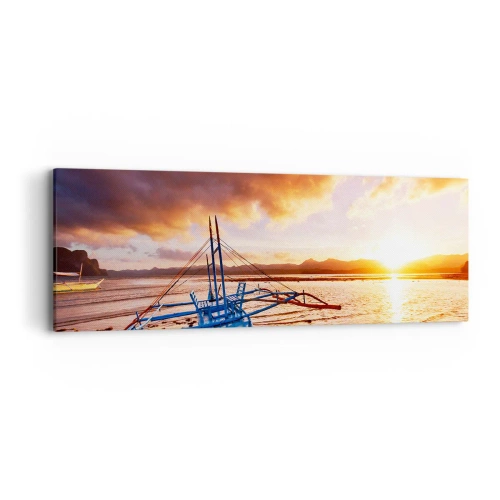 Cuadro sobre lienzo - Impresión de Imagen - Después de un largo día, relájate en la arena - 90x30 cm