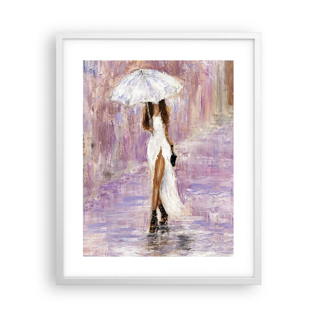 Póster en marco blanco - En la lluvia de lilas - 40x50 cm