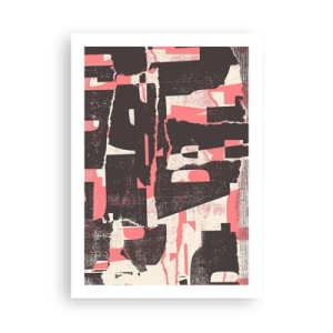 Póster - Abstracción dinámica en tonos rojos y negros. - 50x70cm - Todo el ajetreo - Decoración de pared moderna para salón y dormitorio ARTTOR