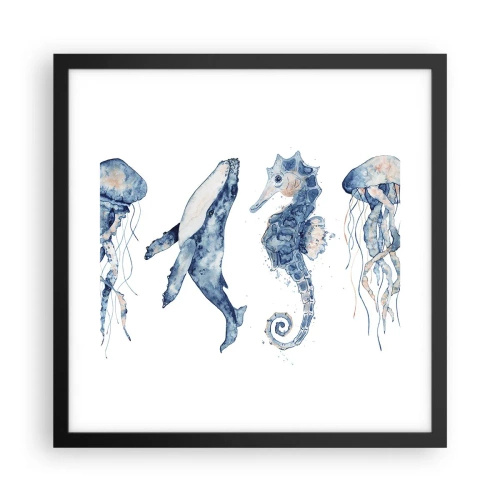 Póster en marco negro - Fauna marina - 40x40 cm