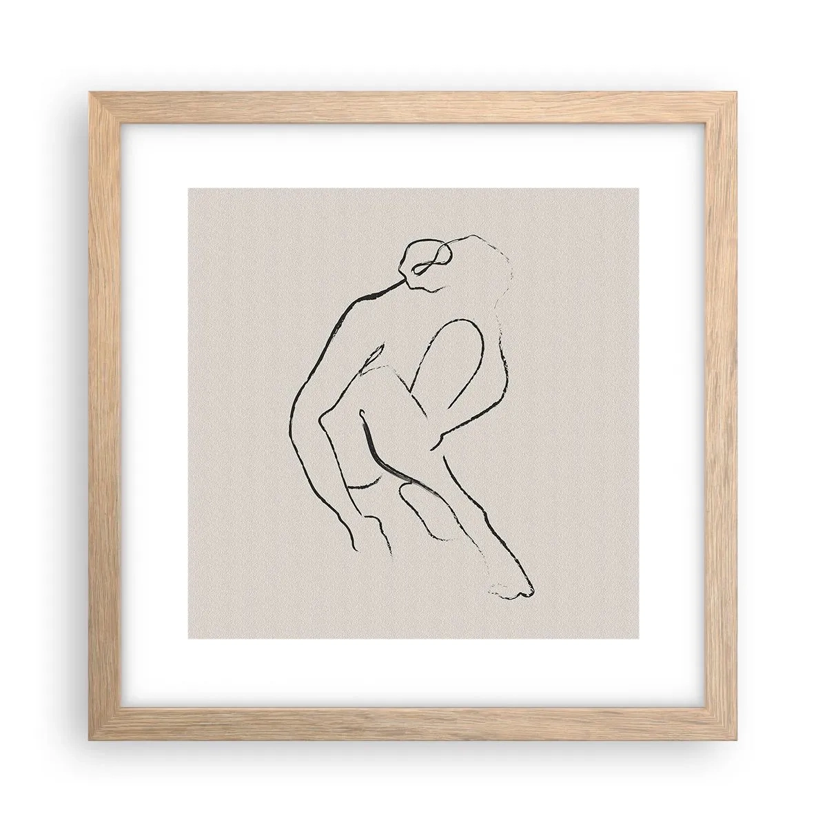 Póster en marco roble claro - Boceto íntimo - 30x30 cm