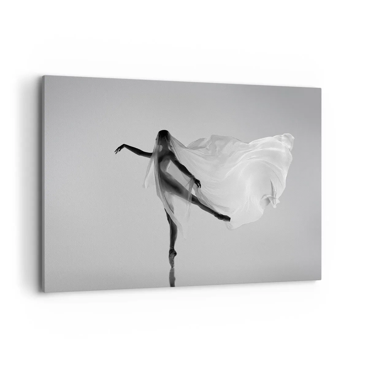 Cuadro sobre lienzo - Impresión de Imagen - Una bailarina en una pose etérea con tela fluida. - 120x80cm - Ligereza y gracia - Decoración de pared moderna para salón y dormitorio ARTTOR