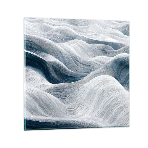 Cuadro sobre vidrio - Impresiones sobre Vidrio - Olas blancas y azules - 70x70 cm