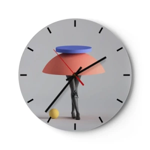 Reloj de pared - Reloj de vidrio - Una figura abstracta hecha de formas geométricas y piernas humanas. - 30x30cm - Composición surrealista - Decoración de pared moderna para salón, cocina y dormitorio ARTTOR