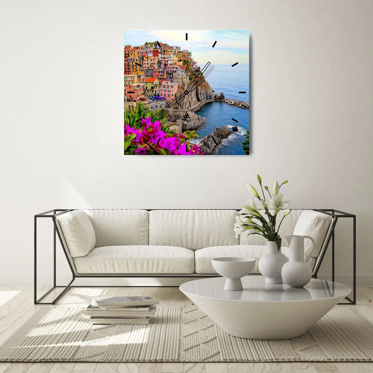 Reloj de pared - Reloj de vidrio - La ciudad de la risa - 30x30 cm