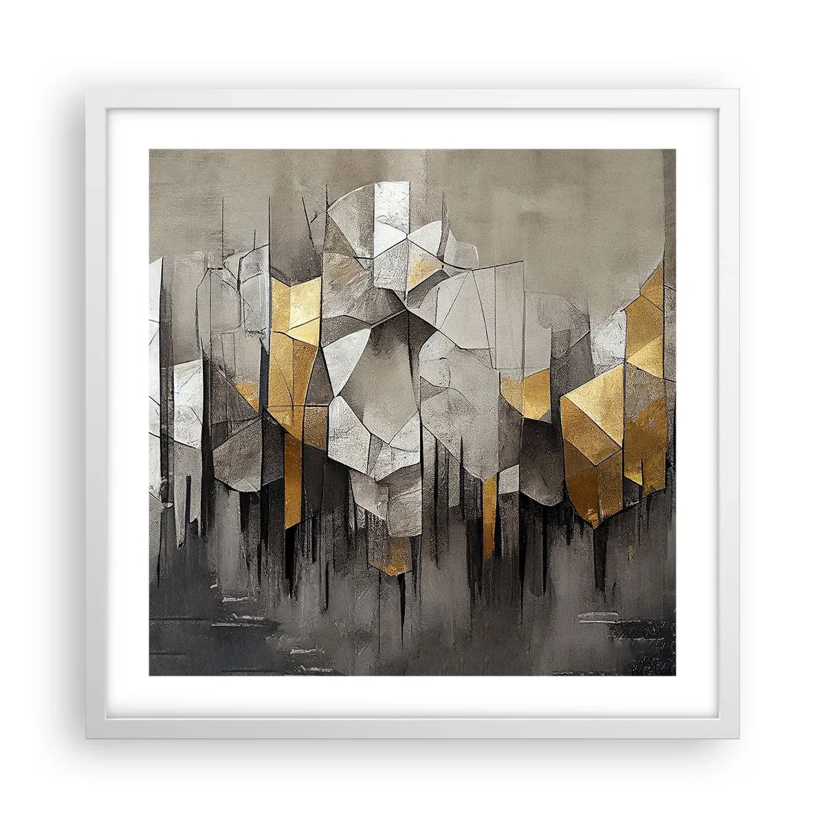 Póster en marco blanco - Composición hecha de hielo y luz - 50x50 cm