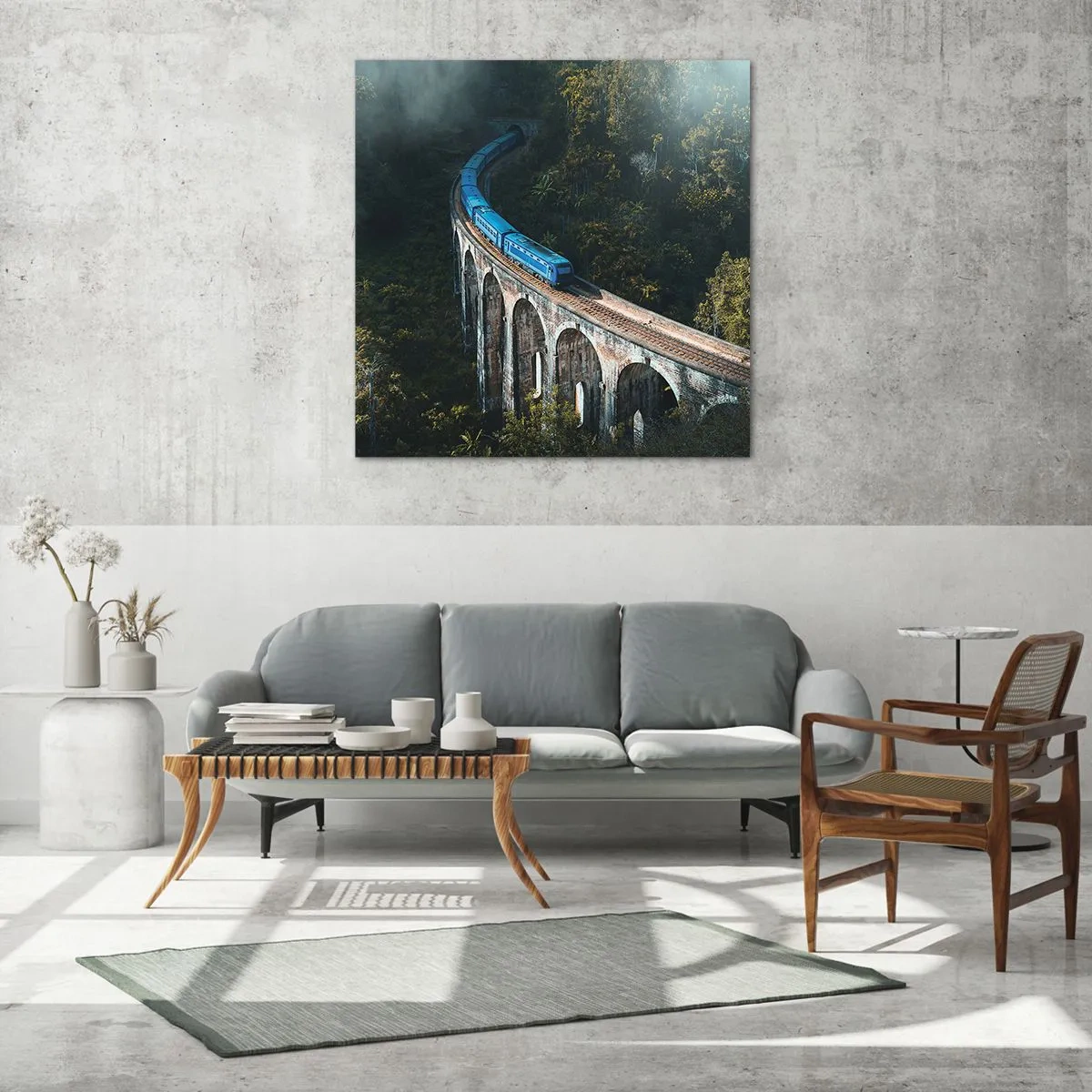 Cuadro sobre vidrio - Impresiones sobre Vidrio - Vías sobre la naturaleza - 70x70 cm