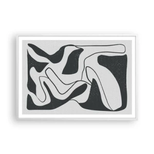 Póster en marco blanco - Juego abstracto en un laberinto - 100x70 cm