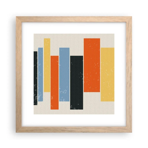 Póster en marco roble claro - Barras multicolor - 30x30 cm