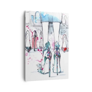 Cuadro sobre lienzo - Impresión de Imagen - Gráficos artísticos con tacones altos y accesorios. - 70x100cm - Ábrete, sésamo - Decoración de pared moderna para salón y dormitorio ARTTOR