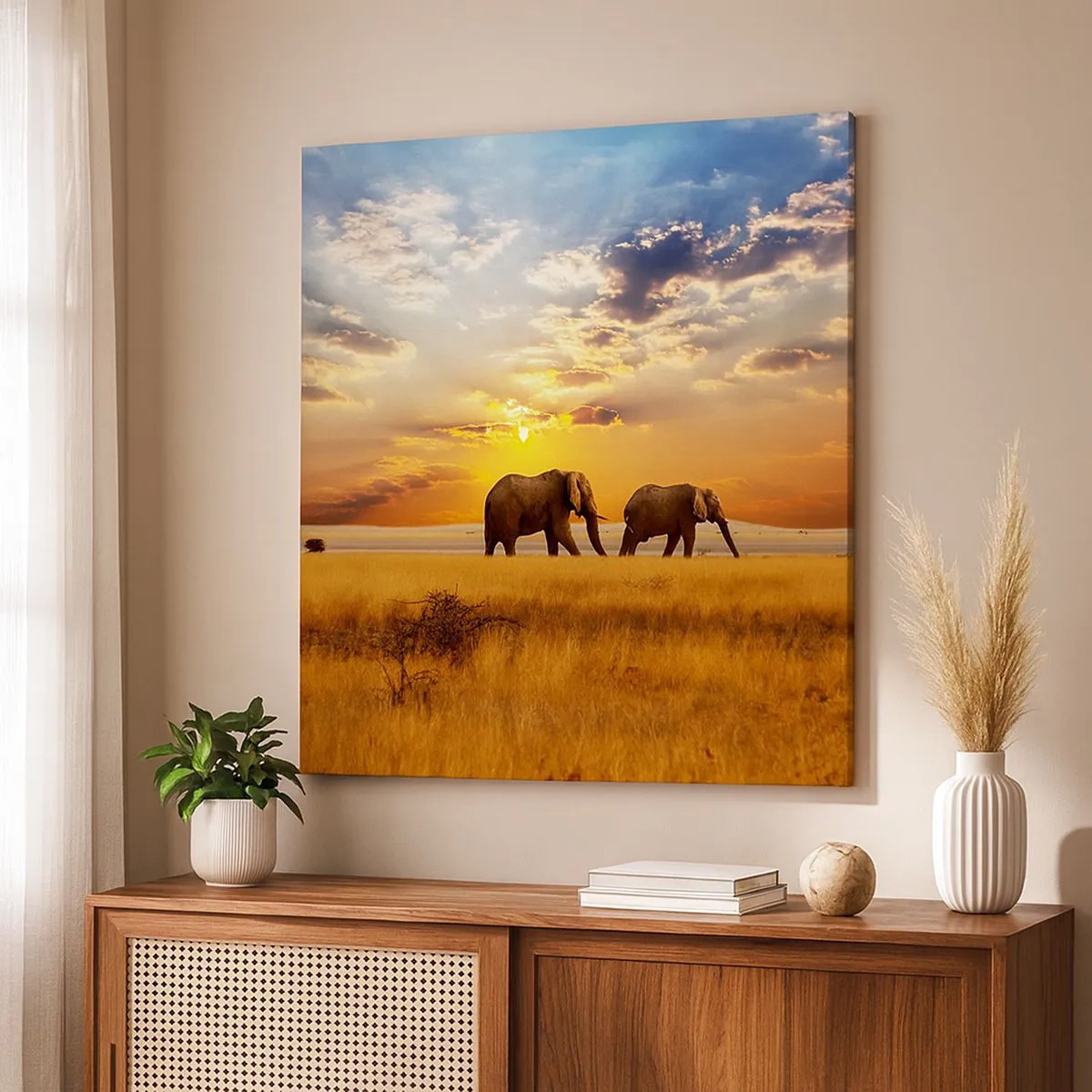 Cuadro sobre lienzo - Impresión de Imagen - Un paseo en familia - 30x30 cm