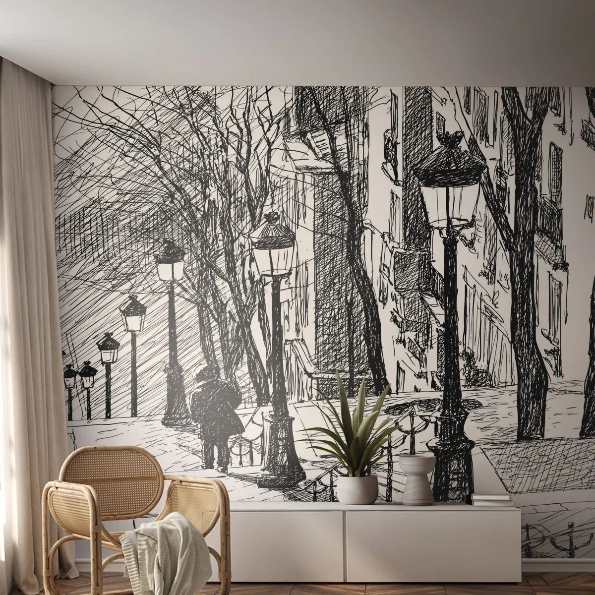 Fotomural Premium Canvas - ¿Una historia de amor o de terror? - Montmartre, Arquitectura, París - 300x210 cm
