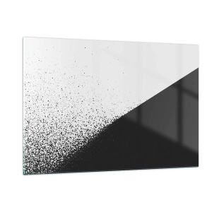 Cuadro sobre vidrio - Impresiones sobre Vidrio - Una composición minimalista en blanco y negro con efecto de desintegración. - 120x80cm - Cada vez más rápido, cada vez más alto - Decoración de pared moderna para salón y dormitorio ARTTOR